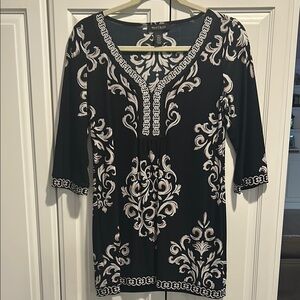Black and White Embellished Women's Top